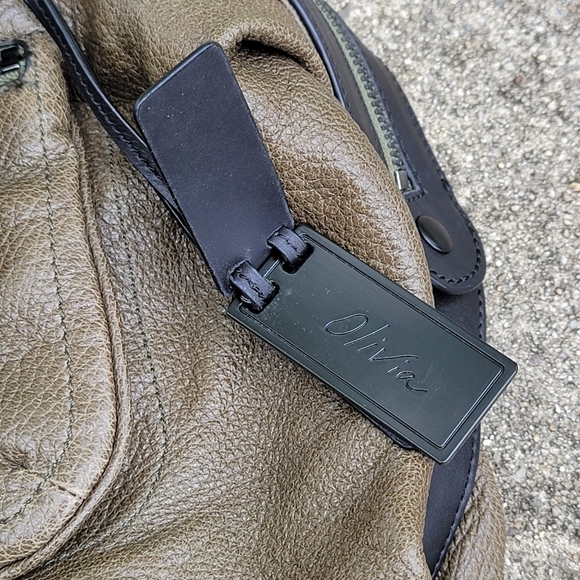 Joy Gryson Olivia Lambskin Leather Green  Espresso Handbag Purse Bag $695 - Picture 5 of 15